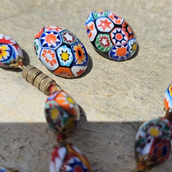 VTG VENETIAN MURANO MORETTI MILLEFIORI GLASS BEAD SET - Picture 7 of 12